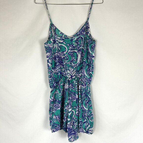 Lilly Pulitzer Deanna Romper in Montauk Blue Teal White Paisley M - Picture 4 of 7